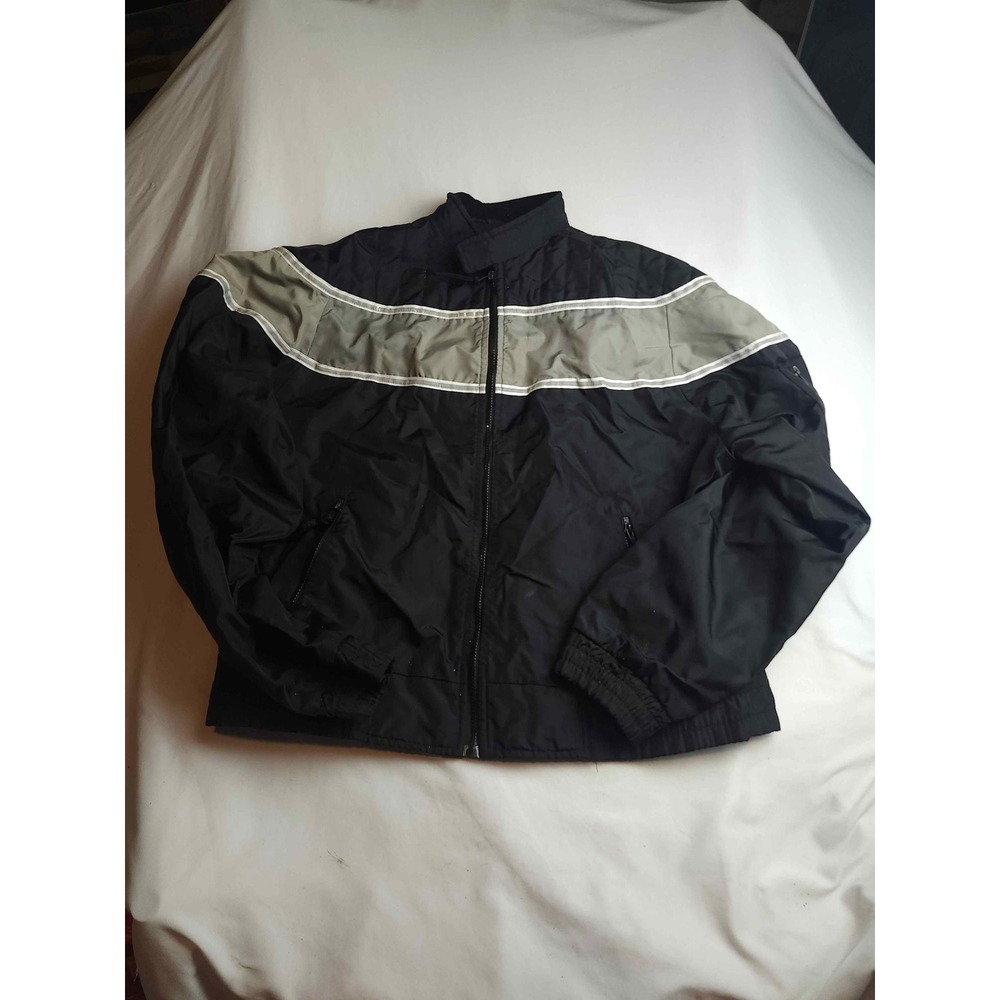 Biker Design Vtg Collection Mens XL Black Waterproof Nylon Zip Up Jacket Grey